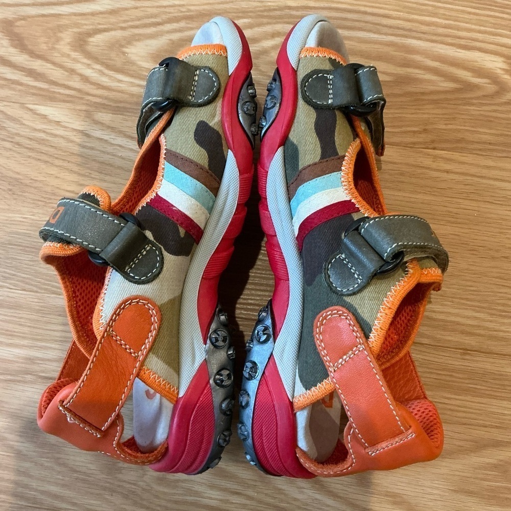 D&G Junior Sandals Camouflage Stripe Print Orange and Green Size 36 - Picture 7 of 11
